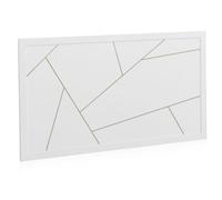 GEESEHOME - Cabecero de Cama Lacado en Blanco con Detalles en Oro, 110x60 cm, Estilo Moderno, Cabezal Elegante y Sofisticado para Dormitorio, Acabado Lacado en Blanco Mate