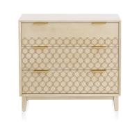 GEESEHOME - Cómoda de 3 Cajones Chapada en Madera de Roble Color Beige, Diseño Natural y Elegante para Dormitorio o Salón