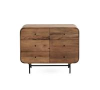 GEESEHOME - Cómoda de 6 Cajones con Contornos Curvos en Madera Maciza de Mango, Diseño Orgánico y Elegante para Dormitorio o Salón