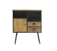 GEESEHOME - Cómoda Metálica con sobre de Madera, Diseño Industrial Moderno para Dormitorio, Salón o Entrada