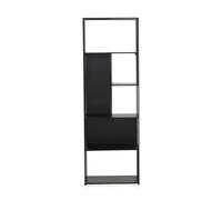 GEESEHOME - Estantería Metálica de Hierro Negro, Librería Estrecha de 6 Huecos, Mueble Auxiliar de Estilo Industrial Moderno, Estantería Alta para Salón o Despacho, 60x28x182 cm