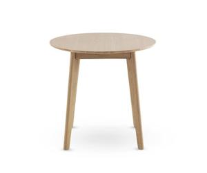 GEESEHOME Mesa 80 diametro Patas Madera de hevea con sobre Chapado en Roble