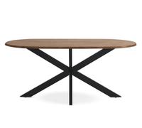 GEESEHOME Mesa Comedor Ovalada 180x90 de Madera de Acacia