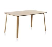 GEESEHOME - Mesa de Comedor de DM con Patas de Contrachapado de Roble, Diseño Nórdico, Color Natural con Acabado Mate, 150x90 cm para 6 Personas, para Salón o Comedor