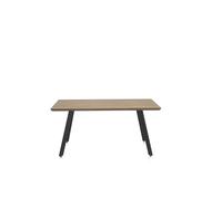 GEESEHOME - Mesa de Comedor de Melamina Efecto Madera Roble Natural con Patas de Metal Negro, Diseño Moderno, 160x90x75 cm para Salón o Cocina