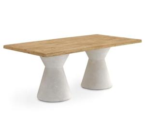 GEESEHOME Mesa de Comedor en Madera de Abeto y Base de poliresina Blanca