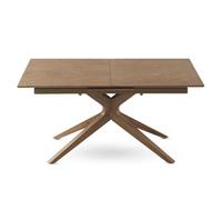 GEESEHOME - Mesa de Comedor Extensible 160/200x90 cm con Pie de Madera de Roble y sobre Chapado en Fresno, Diseño Natural y Contemporáneo