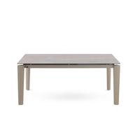 GEESEHOME - Mesa de Comedor Extensible 180/250x100 cm con Patas Metálicas Topo y sobre Cerámico Fior di Bosco, Diseño Premium y Contemporáneo