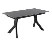GEESEHOME - Mesa de Comedor Extensible de Cerámica Negra con Patas de Metal Negro, Diseño Moderno Elegante, 160/210x90 cm para Salón o Comedor