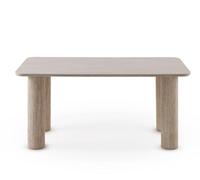 GEESEHOME - Mesa de Comedor Rectangular 160x90 cm MDF Travertino con sobre Cerámico Efecto Mármol Travertino, Estilo Elegante y Minimalista