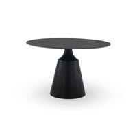 GEESEHOME - Mesa de Comedor Redonda 120 cm Base Metálica Negra con sobre Cerámico Negro Marquina, Estilo Moderno y Premium