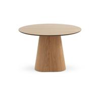 GEESEHOME - Mesa de Comedor Redonda 120 cm MDF en Roble con Pie Central Cónico, Estilo Minimalista y Elegante para Interior