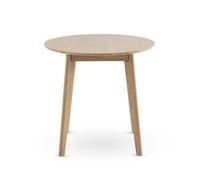 GEESEHOME - Mesa de Comedor Redonda 80 cm con Patas de Madera de Hevea Natural y sobre Chapado en Roble, Diseño Compacto y Natural para Interior