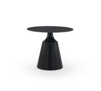 GEESEHOME - Mesa de Comedor Redonda 90 cm Base Metálica Negra con sobre Cerámico Negro Marquina, Estilo Elegante y Sofisticado