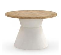 GEESEHOME - Mesa de Comedor Redonda de Madera de Abeto con Base de Poliresina Color Cemento Blanco Ø120 cm, Estilo Moderno para Interior