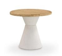 GEESEHOME Mesa de Comedor Redonda en Madera de Abeto y Base de poliresina Blanca