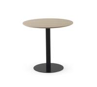 GEESEHOME Mesa melamina Fresno 80 diametro, pie Central metálico Negro