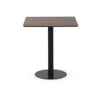 GEESEHOME Mesa melamina Nogal 70x70, pie Central metálico Negro