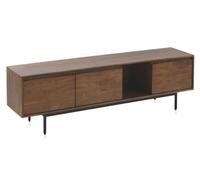 GEESEHOME Mueble TV 3 Puertas de Madera Maciza de Mango y Base metálica