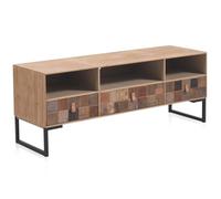 GEESEHOME Mueble TV Chapado con Madera de Fresno con frontis de Madera reciclada