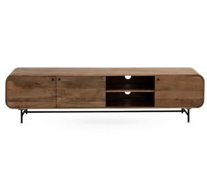 GEESEHOME Mueble TV contornos curvos de Madera Maciza de Mango con 3 Puertas