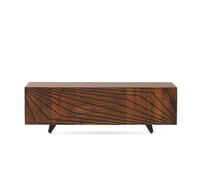 GEESEHOME Mueble TV de 2 Puertas y 2 cajones de Madera Maciza de Mango