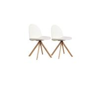GEESEHOME Pack 2 sillas Madera lacada Blanca giratoria