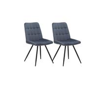 GEESEHOME Pack 2 sillas tapizadas Azul Patas Metal Negras