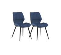 GEESEHOME Pack 2 sillas tapizadas Azul Patas metálicas Negras