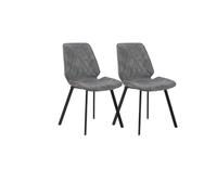GEESEHOME Pack 2 sillas tapizadas en Gris Claro Patas metálicas Negras