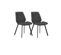 GEESEHOME Pack 2 sillas tapizadas en Gris Oscuro Patas metálicas Negras