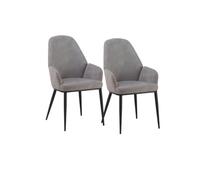 GEESEHOME Pack 2 sillones tapizados en Gris Claro Patas metálicas Negras
