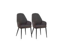 GEESEHOME Pack 2 sillones tapizados en Gris Oscuro Patas metálicas Negras