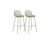 GEESEHOME - Pack 2 Taburetes de Cocina 73 cm - Taburetes Altos con Respaldo y Formas Redondeadas, Estructura de Metal Color Pistacho, Estilo Moderno y Colorido
