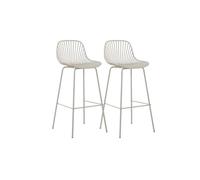 GEESEHOME - Pack 2 Taburetes de Cocina 73 cm - Taburetes Altos con Respaldo y Formas Redondeadas, Estructura de Metal Color Blanco, Estilo Moderno y Colorido