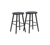 GEESEHOME - Pack 2 Taburetes en Madera Maciza de Toon Color Negro - Banquetas Altas sin Respaldo (65 cm), Estilo Rústico y Moderno, No Requiere Montaje