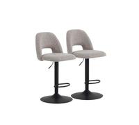 GEESEHOME - Pack 2 Taburetes Giratorios y Regulables en Altura (65-85 cm) - Taburetes Tapizados en Chenilla Suave, Base Redonda de Metal, Color Marrón, Estilo Elegante