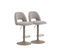 GEESEHOME - Pack 2 Taburetes Giratorios y Regulables en Altura (65-85 cm) - Taburetes Tapizados en Chenilla Suave, Base Redonda de Metal, Color Marrón, Estilo Elegante