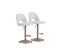 GEESEHOME - Pack 2 Taburetes Giratorios y Regulables en Altura (65-85 cm) - Taburetes Tapizados en Chenilla Suave, Base Redonda de Metal, Color Crema, Estilo Moderno