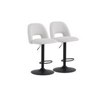 GEESEHOME - Pack 2 Taburetes Giratorios y Regulables en Altura (65-85 cm) - Taburetes Tapizados en Chenilla Suave, Base Redonda de Metal, Color Crema, Estilo Elegante