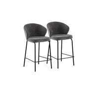 GEESEHOME Pack 2 taburetes tapizados en Chenilla Color Gris Oscuro