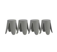 GEESEHOME - Pack 4 Taburetes Bajos de Polipropileno 45 cm - Asientos Auxiliares con Cojín de Símil Piel Suave, Color Gris, Diseño Moderno y No Requiere Montaje