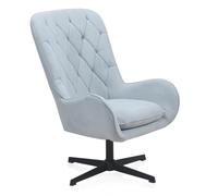 GEESEHOME Sillón Giratorio tapizado en Color Azul Claro y Patas metálicas