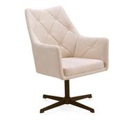 GEESEHOME Sillón Giratorio tapizado en Color Crema y Patas metálicas