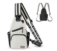 Geestock Bolsa Bandolera para Hombres y Mujeres, Mochila Pequeña Convertible a Bolso de Pecho, Bolsa de Hombro Impermeable, Mochila Cruzada Casual para Senderismo, Ciclismo, Viajes (Blanco)