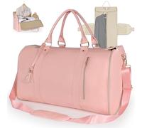 Geestock Bolsas de Ropa para Viajes, Bolsa de Lona de Cuero sintético para Mujer con Bolsa para Zapatos, Bolsa de Viaje Convertible 2 en 1 (Rosa)
