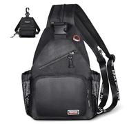 Geestock Bolso bandolera bandolera para hombres y mujeres, 2-1 de tamaño grande, mochila convertible impermeable para el hombro, bolsa de pecho para viajes, senderismo (negro)