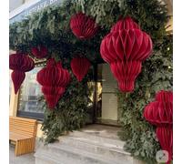 Geetery 16 adornos de papel de panal de abeja de Navidad, decoraciones de Navidad grandes en varios tamaños, adornos de papel 3D jumbo para árbol de Navidad para decoración de fiestas, puertas