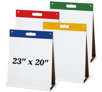 Geetery 4 Pcs Sticky Easel Pad 20" x 23" Sticky Portable Tabletop Easel Pads for Teachers Large Self-stick Flip Chart Paper with 20 Blank Sheets Per Built-in Stand for Home (Blue,Red,Green,Yellow)