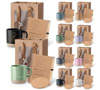 Geetery Juego de 60 tazas de café de 368.5 g, con diseño de elefante, para mejores amigos, tazas de café, cuchara, diario de amistad, bolígrafos, posavasos con bolsas de regalo, mejores amigos